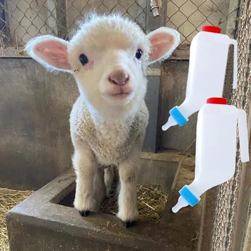 Hängebare Ziegen Flaschen, 2 Stück Fläschchen Für Lämmer, Lämmerflasche Milchflasche, Milchtränke Kuh Futterspender, Ziegenmilch Flasche Aufzuchtflasche Milchflasche Mit Griff von Godpqiui