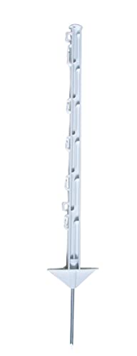 Weidezaunpfahl Wildabwehrpfahl 75cm 5 Bandösen 2 Seilösen mit Stahlnagel (10er Pack) von Göbel