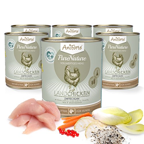 AniForte® PureNature Nassfutter 800g Land Chicken Hundefutter- Naturprodukt für Hunde (Zartes Huhn, 6x800g) von Görges Naturprodukte GmbH