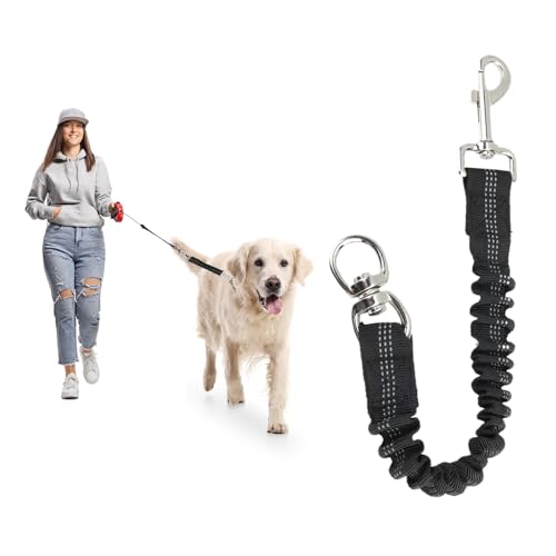 Kurze, stoßdämpfende Hundeleine, Bungee-Hundeleine, elastische Puffer-Verlängerungsleine, stoßdämpfende Leine für kleine und mittelgroße Hunde, verhindert Verletzungen an Arm und Schulter von Goerpn