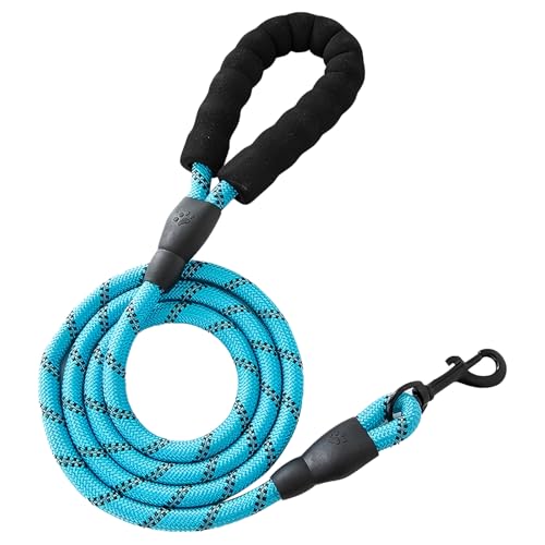 GoesWell Strapazierfähige und leichte Hundeleine mit weichen Schaumstoffgriffen und reflektierenden Streifen, geeignet für kleine, mittelgroße und große Hunde. (Blau, 120 cm x 1,2 cm) von GoesWell