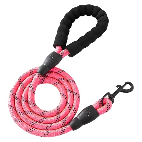 GoesWell Strapazierfähige und leichte Hundeleine mit weichen Schaumstoffgriffen und reflektierenden Streifen, geeignet für kleine, mittelgroße und große Hunde. (Pink, 120 cm x 1,2 cm) von GoesWell