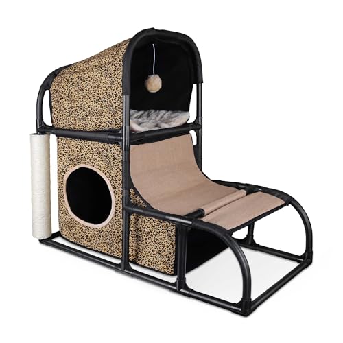 Goetland Modern Katzen Wohnung Katzenbaum Klein Kratzbaum für Katzen Bett Katzen Haus Katzenbett Höhle Kratzsäule Katzenhaus Katzen Zubehör 85 cm von Goetland