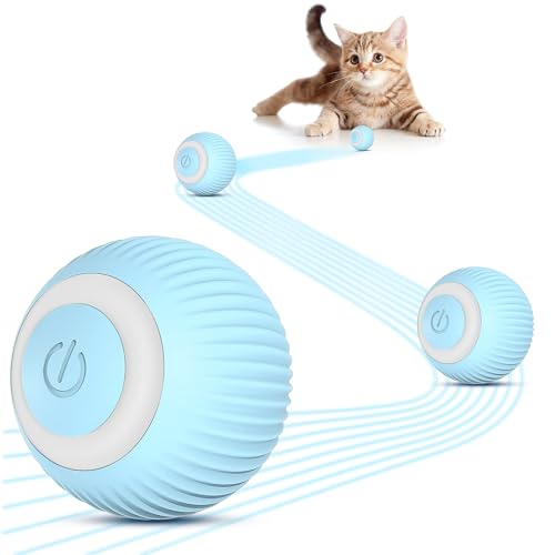 Gofady Katzenball Elektrisch mit LED-Licht - Katzenspielzeug Elektrisch USB-Aufladbar, Power Ball für Katzen 360° - Interaktives Katzenspielzeug Ball mit Automatischem Rollen (Blau) Gofady Katzenball Elektrisch mit LED-Licht - Katzenspielzeug Elektrisch USB-Aufladbar, Power Ball für Katzen 360° - Interaktives Katzenspielzeug Ball mit Automatischem Rollen (Blau) von Gofady
