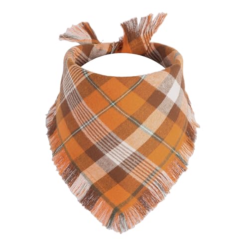 Gofshy Hundehalstuch, Herbst-Motiv, Orange, kariert, wendbar, Dreiecks-Lätzchen, Zubehör für Jungen und Mädchen, Urlaub, Halloween, Welpen, Bandana, 1 Stück Gofshy Hundehalstuch, Herbst-Motiv, Orange, kariert, wendbar, Dreiecks-Lätzchen, Zubehör für Jungen und Mädchen, Urlaub, Halloween, Welpen, Bandana, 1 Stück von Gofshy