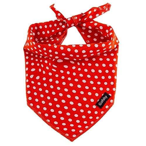 Gofshy Hundehalstuch, Motiv: roter Wellenpunkt, verstellbar, niedliches Baumwolltuch, Taschentuch für große und mittelgroße Hunde von Gofshy