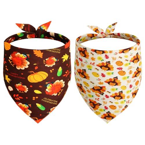 Gofshy Hundehalstücher für Thanksgiving, Größe XL, dreieckig, wendbar, für Jungen und Mädchen, Herbst-Lätzchen, Zubehör, 2 Stück von Gofshy
