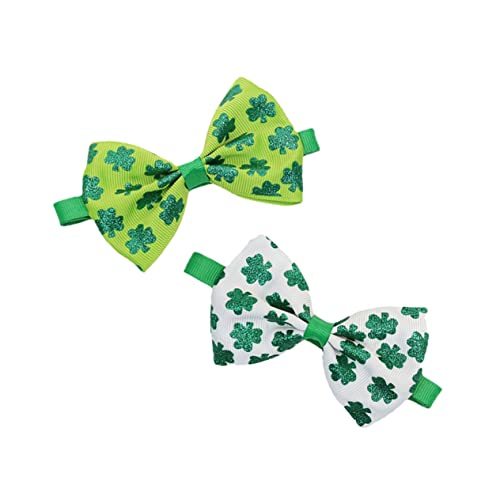 2 Stück Fliege Kleeblatt Hundegeschirr St. Patrick s Day Haustier Halsband St. Patrick s Hund Fliege kleine Hundehalsbänder Welpenoutfits St Patrick's Dog Pet Tie Band verstellbar für den Hund von Gogogmee