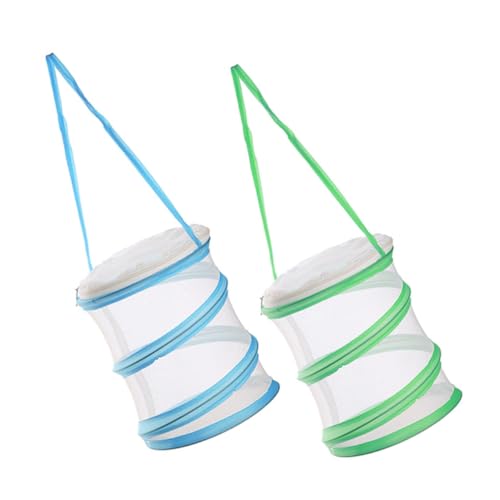 Gogogmee 2 Stück Faltbarer Schmetterlingsgehege mit Reißverschluss Atmungsaktives Insektenzucht Terrarium für Tragbarer Pop Up Mesh Käfig in Blau und Grün Leicht und Langlebig für Outdoor von Gogogmee