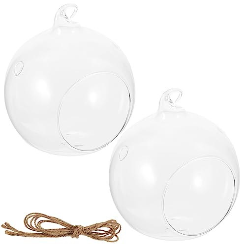 Gogogmee 2Stücke Hängender Glaspflanzer Terrarium Globe für Luftpflanzen Dekoratives Glasgefäß mit Großer Öffnung Design für Innenräume zur Raumdekoration und von Gogogmee