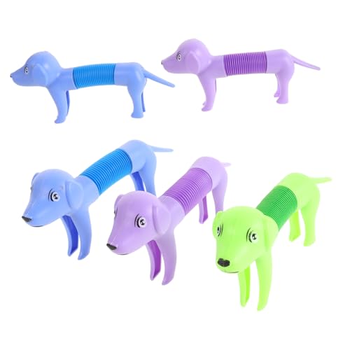 Gogogmee 5 Stück Teiliges Pop Tube Hundespielzeug Ausziehbar Stressabbauend mit Niedlichen Tiermotiven Langlebig Partyspielzeug und Geschenk für Welpen und Hunde von Gogogmee