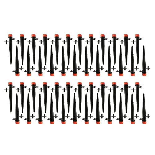 Gogogmee 60 Stück Einstellbare Gartenbewässerung Tropfer Boden Einstecker mit Flexibler Sprühfunktion für Pflanzen und Rot Packung von Gogogmee