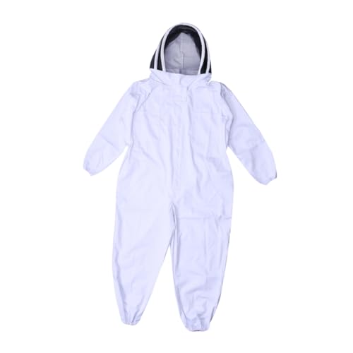 Gogogmee Professioneller Imkeranzug XXL Weiß mit Abnehmbarem Schleierhaube Elastischen Bündchen an Ärmeln und Beinen Vollflächiger Schutz für Imker Bienenzucht von Gogogmee