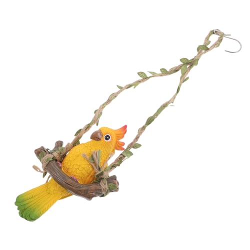 Gogogmee Realistische Papageienschaukel aus Harz Detailreiche Gartenskulptur Wetterfeste Vogel Statue zum Hängen Vielseitige Garten und Balkon Dekoration Lebendige Outdoor und Indoor von Gogogmee