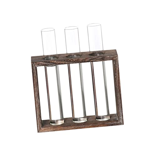 Gogogmee Transparente Röhrenvase mit Löchern und Antikem Holzzaun Hydroponische Blumen Dekoration Rutschfestes Design Vielseitig für Indoor Garten und Kreative Blumengestaltung von Gogogmee