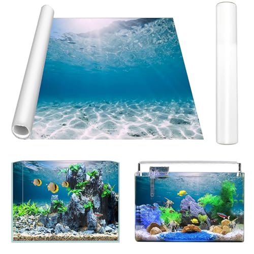 Gohytal Aquarium Poster, 120x40cm PVC Statisch Haftender Aquarium Hintergrund Meeresboden Generisch Aquarium Rückwandfolie Selbstklebende Folie Vinyl Hintergrund für Aquarium Rückwand Terrarium von Gohytal