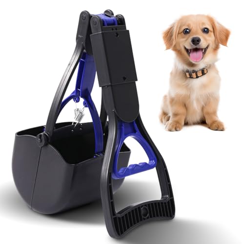 Gohytal Hundekotschaufel, 45cm Hundekotschaufel Langer Griff Faltbarer Hund Pooper Scooter Hundekotgreifer Verfügt für Katze Hunde und Katzen Rasen Outdoor Training, Schwarz von Gohytal