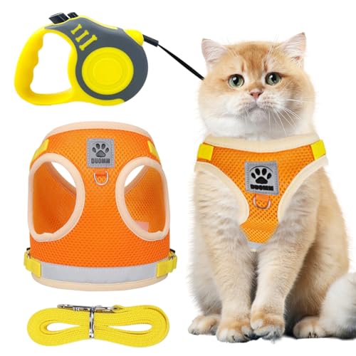 Gohytal Katzengeschirr mit Leine Ausbruchsicher, Katzengeschirr und Katzenleine Set,Verstellbares Katzenleine Geschirr für Katzen, Katzenweste Katzen Geschirr,Brustgeschirr für katzen Hunde (Orange M) Gohytal Katzengeschirr mit Leine Ausbruchsicher, Katzengeschirr und Katzenleine Set,Verstellbares Katzenleine Geschirr für Katzen, Katzenweste Katzen Geschirr,Brustgeschirr für katzen Hunde (Orange M) von Gohytal