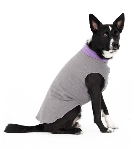 Gold Paw Duluth Doppel-Fleece-Hundemantel, weich, warme Hundekleidung, 4-Wege-Stretch-Haustierpullover, maschinenwaschbar, für alle Jahreszeiten, Anthrazit/Lavendel, 10 von Gold Paw