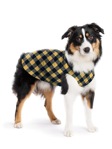 Gold Paw Hundemantel aus Stretch-Fleece, dehnbarer Haustierpullover, maschinenwaschbar, Pullover für Winter und Herbst, goldfarbenes Büffelkaro, Größe 14 Gold Paw Hundemantel aus Stretch-Fleece, dehnbarer Haustierpullover, maschinenwaschbar, Pullover für Winter und Herbst, goldfarbenes Büffelkaro, Größe 14 von Gold Paw