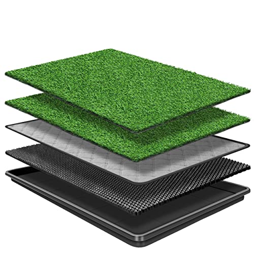 GoldOuya 60 x 90 cm Hundegras-Pad mit Tablett für Innen-und Außenbereich,große Hunde-Töpfchentraining ist EIN komplettes Töpfchensystem Gras-Pinkelpads für Hunde mit Tablett ist wiederverwendbar von GoldOuya