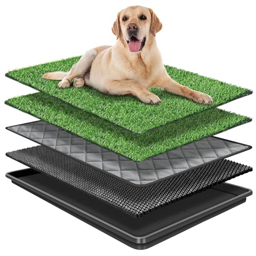 GoldOuya Hundegras-Pad mit Tablett für Innen-und Außenbereich,große Hunde-Töpfchentraining ist EIN komplettes Töpfchensystem Gras-Pinkelpads für Hunde mit Tablett ist wiederverwendbar von GoldOuya