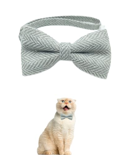 Chic Sicherheitshalsband für Katzen und kleine Hunde, gewebt, gestreift, mit Fliege, festlicher Stil, verstellbar, 22,9 - 30 cm, Beige von GoldTiger