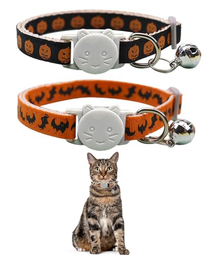 GoldTiger Halloween-Katzenhalsbänder mit Glöckchen, verstellbare Katzenhalsbänder mit Sicherheitsschnalle, Urlaubskatzenhalsband für Mädchen und Jungen, verstellbar von 20 - 30 cm, Fledermaus und GoldTiger Halloween-Katzenhalsbänder mit Glöckchen, verstellbare Katzenhalsbänder mit Sicherheitsschnalle, Urlaubskatzenhalsband für Mädchen und Jungen, verstellbar von 20 - 30 cm, Fledermaus und von GoldTiger