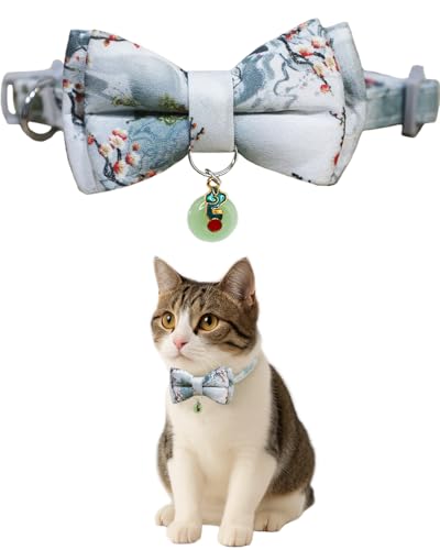 GoldTiger Katzenhalsband im chinesischen Stil mit Fliege, Katzenhalsband mit Schmetterlingsanhänger, verstellbares Haustierzubehör für kleine bis mittelgroße Katzen (20–30 cm) von GoldTiger