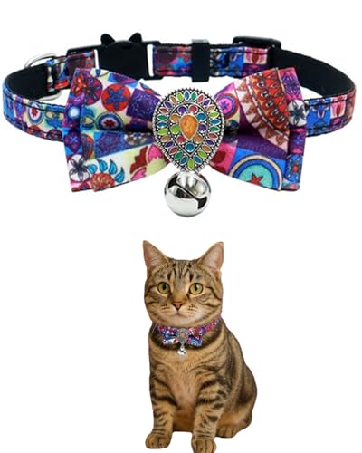 GoldTiger Katzenhalsband mit Fliege, Premium-Katzenhalsband mit Glöckchen, verstellbares Haustierzubehör für kleine bis mittelgroße Katzen (18 - 28 cm) von GoldTiger