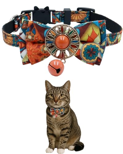GoldTiger Katzenhalsband mit Fliege, Premium-Katzenhalsband mit Glöckchen, verstellbares Haustierzubehör für kleine bis mittelgroße Katzen (18 - 28 cm) von GoldTiger