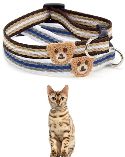 GoldTiger Katzenhalsband mit Fliege, Premium-Katzenhalsband mit Glöckchen, verstellbares Haustierzubehör für kleine bis mittelgroße Katzen (18 - 28 cm) von GoldTiger