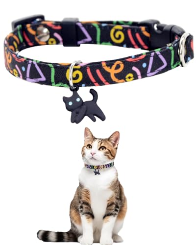 GoldTiger Niedliches Katzenhalsband mit Abreiß- und Fisch-Anhänger, verstellbares Armband für mittelgroße bis kleine Katzen, Größe 20 - 30 cm von GoldTiger