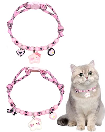 GoldTiger Süßes Katzenhalsband mit Abreiß- und Stern-Anhänger – verstellbares Armband für mittelgroße bis kleine Katzen, Größe 20 - 30 cm von GoldTiger