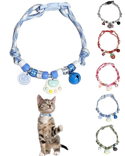 GoldTiger Süßes Katzenhalsband mit Anhänger mit Abreiß- und Pfotenabdruck-Anhänger, verstellbares Armband für mittelgroße bis kleine Katzen, Größe 20 - 30 cm von GoldTiger