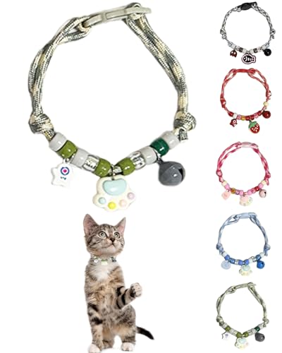 GoldTiger Süßes Katzenhalsband mit Anhänger mit Abreiß- und Pfotenabdruck-Anhänger, verstellbares Armband für mittelgroße bis kleine Katzen, Größe 20 - 30 cm von GoldTiger