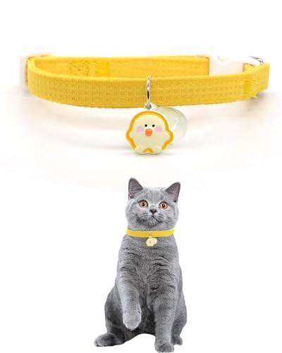 Katzenhalsband mit niedlichem Hühneranhänger und Glöckchen, langlebiger, nicht abnehmbarer Verschluss, verstellbar 20 cm - 29,9 cm, neutrales Gelb Katzenhalsband mit niedlichem Hühneranhänger und Glöckchen, langlebiger, nicht abnehmbarer Verschluss, verstellbar 20 cm - 29,9 cm, neutrales Gelb von GoldTiger