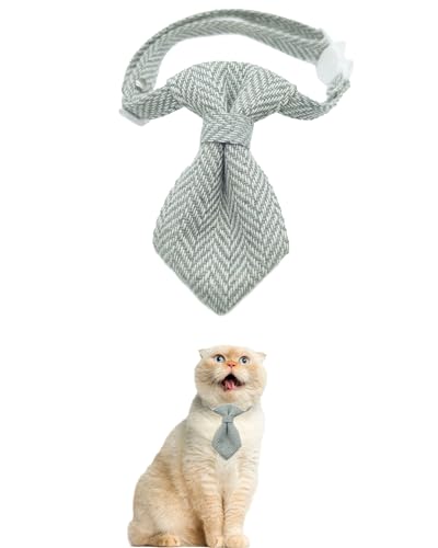 Schickes, gewebtes gestreiftes Halsband mit Fliege, Sicherheitshalsband für Katzen und kleine Hunde, festlicher Stil, verstellbar, 22,9 - 30 cm, Kätzchenhalsband (Krawatte, Beige) von GoldTiger