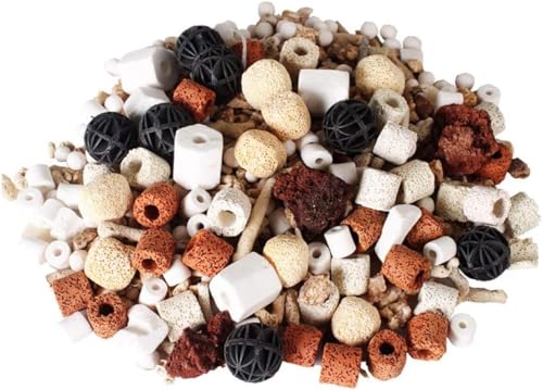 GOLDEAL Bio Balls Keramik-Ringe-Set, biologische Filtermedien für Aquarien mit Netzbeutel für Aquarium und Teich, Aquariumfilter, Dekorationen, Zubehör (2 kg, 1,8 kg) von Goldeal