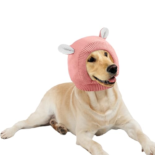 Golden Apple Haustier-Strickmütze, Winter, warm, Sturmhaube, Thermo-Kopfbedeckung mit niedlichen Ohren für große Hunde, Rosa von Golden Apple