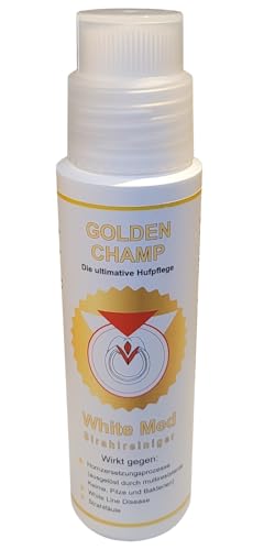 Golden Champ White MED Strahlreiniger mit Bürste – hochwirksamer Hufreiniger gegen Strahlfäule, Weißlinienkrankheit & sprödes Horn Golden Champ White MED Strahlreiniger mit Bürste – hochwirksamer Hufreiniger gegen Strahlfäule, Weißlinienkrankheit & sprödes Horn von Golden Champ - Goldrichtig