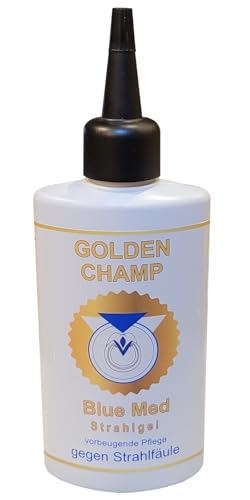Golden Champ Blue Med Strahlfäule-Gel für Pferde 100ml – Intensive Hufpflege bei feuchtem Strahl – regeneriert, trocknet & schützt – Gel gegen Strahlfäule & unangenehmen Geruch von Golden Champ