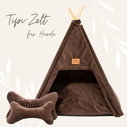Tipi-Zelt für Katzen und Hunde, Haustierzelt, Plüsch-Kissenhaus, Luxus-Hundezelt, abnehmbar und waschbar, Haustierhaus (Royal Braun) von Golden Dog