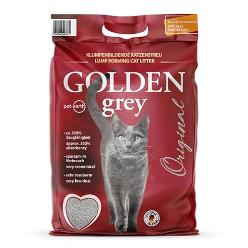 GOLDEN GREY 2x14 kg, KANADISCHES KATZENSTREU MIT BABYPUDERDUFT, 380% SAUGKRAFT - kostenloser Versand innerhalb Deutschlands von Golden Grey