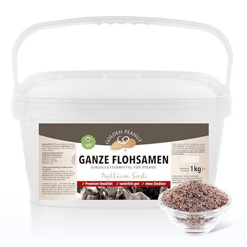 GOLDEN PEANUT ganze Flohsamen 99% Reinheit für Pferde 1 kg Eimer von GOLDEN PEANUT
