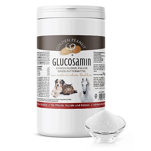 GOLDEN PEANUT Glucosamin HCl Pulver 1 kg | Katze, Hund & Pferd | ohne Zusätze | geprüfte Qualität | höchste Reinheit | organischer Ursprung von GOLDEN PEANUT