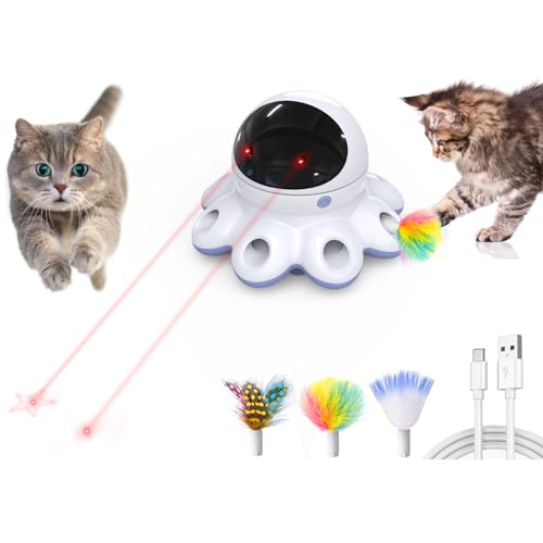 GoldenSun Automatisches Katzenspielzeug, 2-in-1 Interaktives Katzenspielzeug für Indoor-Katzen, Automatisches Katzenspielzeug, 8 Löcher Mäuse Whack A Mole Bewegliche Feder, USB Wiederaufladbare GoldenSun Automatisches Katzenspielzeug, 2-in-1 Interaktives Katzenspielzeug für Indoor-Katzen, Automatisches Katzenspielzeug, 8 Löcher Mäuse Whack A Mole Bewegliche Feder, USB Wiederaufladbare von GoldenSun