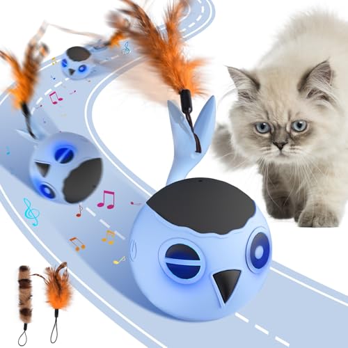 GoldenSun Katzenspielzeug, Interaktiver Katzenspielzeugball für Hauskatzen, Automatisch Beweglicher Blauer Ball, Schnell Bewegliches, Zwitscherndes, Anregendes Licht GoldenSun Katzenspielzeug, Interaktiver Katzenspielzeugball für Hauskatzen, Automatisch Beweglicher Blauer Ball, Schnell Bewegliches, Zwitscherndes, Anregendes Licht von GoldenSun