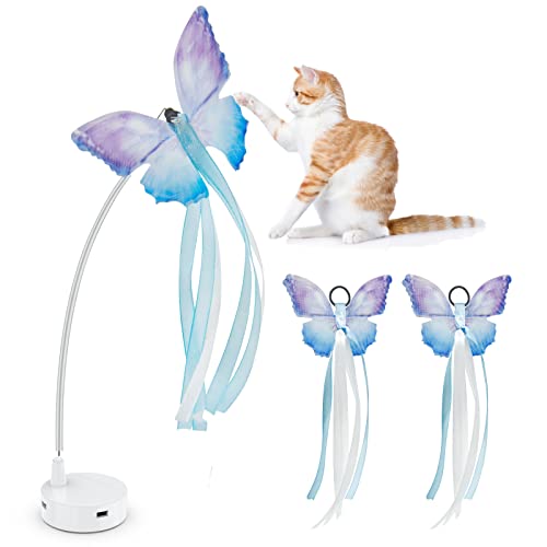 GoldenSun Katzenspielzeug, austauschbare Schmetterlinge, Spielzeug, Zubehör, 3 Stück, sicher, handgefertigt, Stoff-Schmetterling, perfektes Spielzeug von GoldenSun