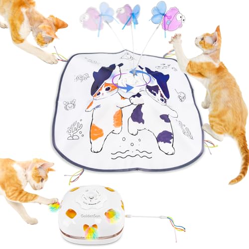 GoldenSun Katzenspielzeug für Hauskatzen, 5-in-1 Interaktives Katzenspielzeug, Automatisches Beschäftigungsspielzeug für Katzen, die Allein zu Hause Sind, für Gelangweilte Erwachsene Hauskatzen GoldenSun Katzenspielzeug für Hauskatzen, 5-in-1 Interaktives Katzenspielzeug, Automatisches Beschäftigungsspielzeug für Katzen, die Allein zu Hause Sind, für Gelangweilte Erwachsene Hauskatzen von GoldenSun